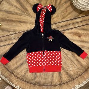 GUC Disney Parks Girls Minnie Mouse Zip Up Jacket with Hood—Size Small